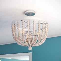 Kenroy Home Casual 3-Light Bead Semi Flush Ceiling Light Bronze Gray Wood Beads -Kenroy Home SHOP unnamed file 41
