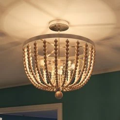 Kenroy Home Casual 3-Light Bead Semi Flush Ceiling Light Bronze Gray Wood Beads -Kenroy Home SHOP unnamed file 44