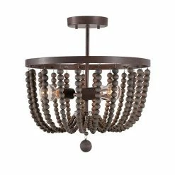 Kenroy Home Casual 3-Light Bead Semi Flush Ceiling Light Bronze Gray Wood Beads -Kenroy Home SHOP unnamed file 45