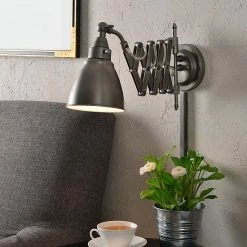 Kenroy Home Floren Swing-Arm Wall Lamp Antique Nickel